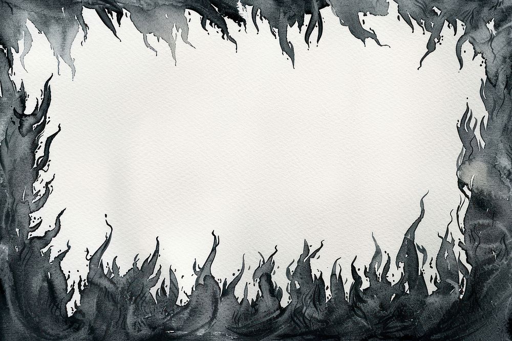 Monochromatic Fire flame frame backgrounds painting paper.