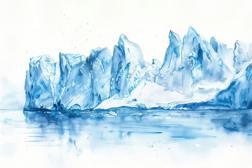 Monochromatic Perito Moreno glacier mountain outdoors painting.