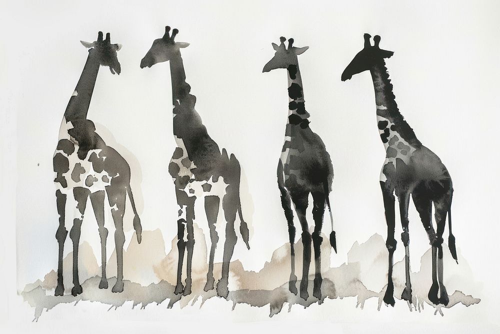 Monochromatic safari wildlife giraffe animal.