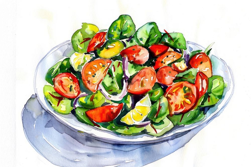 Monochromatic salad plate food meal.