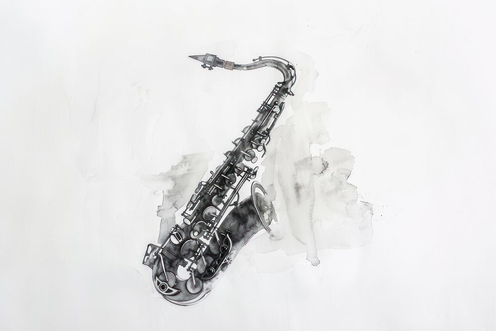 Monochromatic saxophone paper saxophonist creativity.