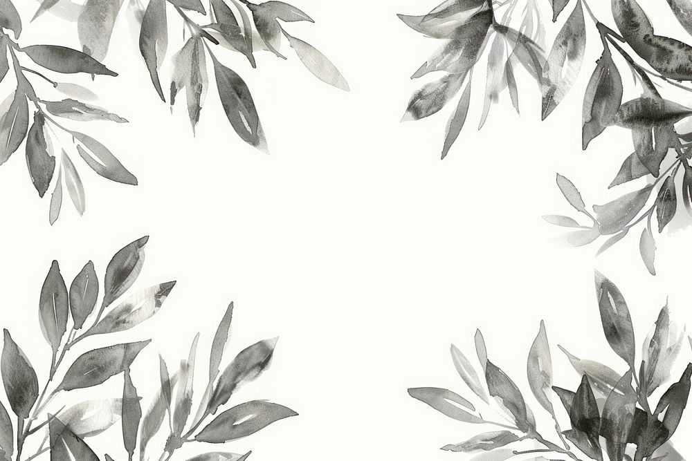 Monochromatic tree leaves frame backgrounds pattern sketch.