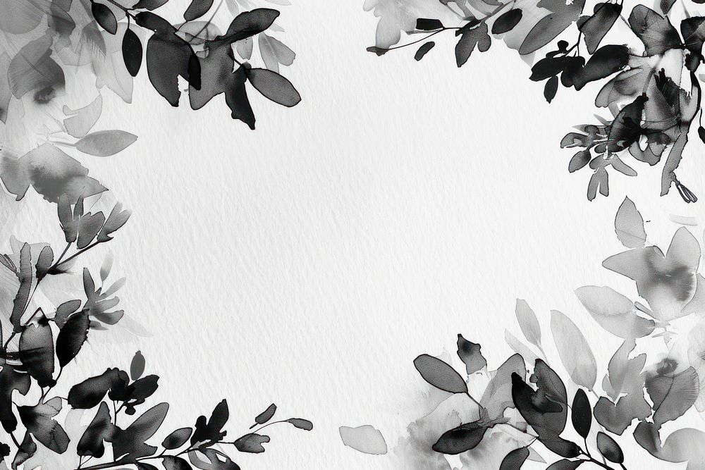 Monochromatic Tree Leaves Frame white backgrounds pattern.