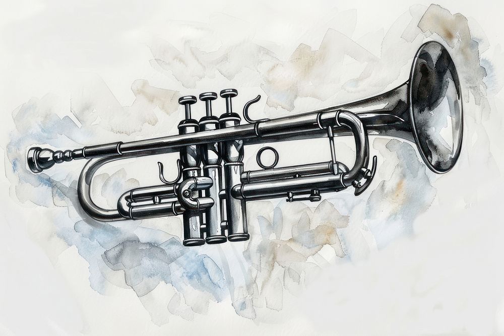 Monochromatic trumpet paper horn performance.