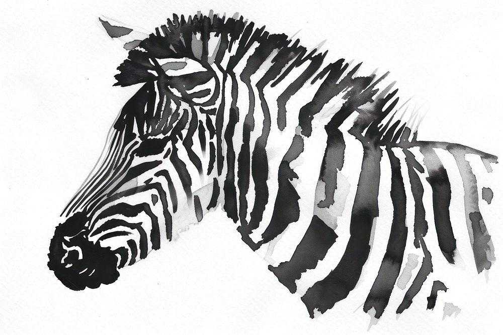 Monochromatic zebra at savannah wildlife drawing animal.