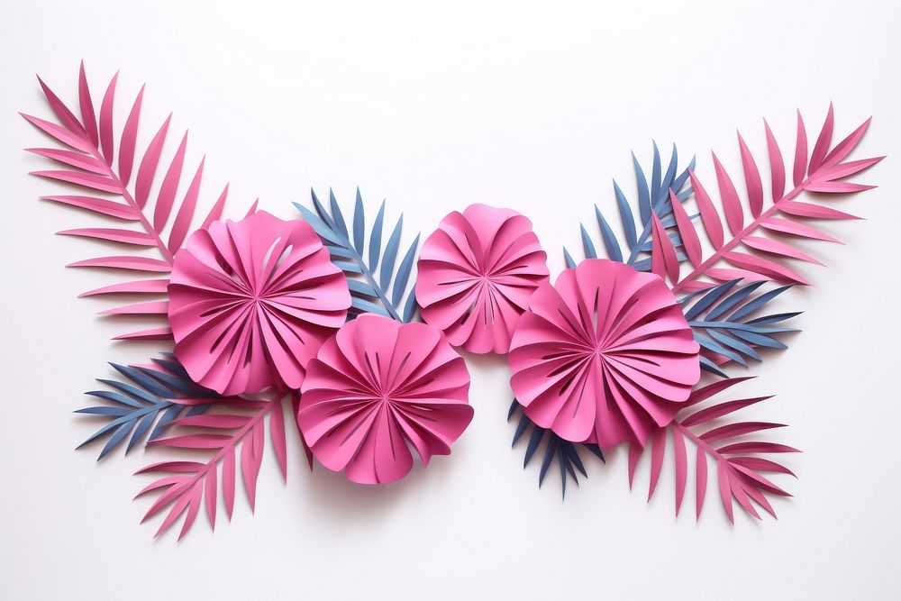 Palm floral border origami paper plant.
