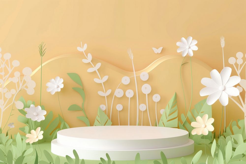 Meadow with Podium backdrop flower plant art.