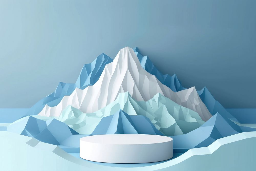 Mountain with podium backdrop iceberg nature outdoors.