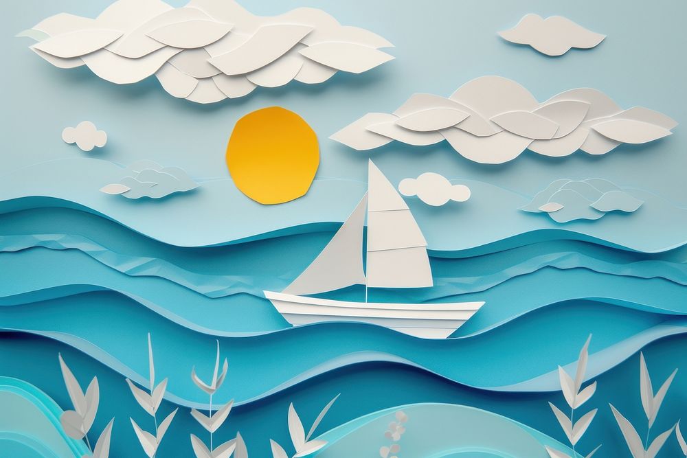 Sea background art backgrounds sailboat.