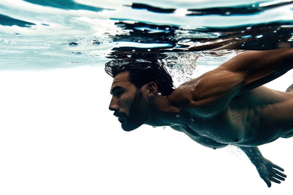 Man swimming recreation portrait outdoors.