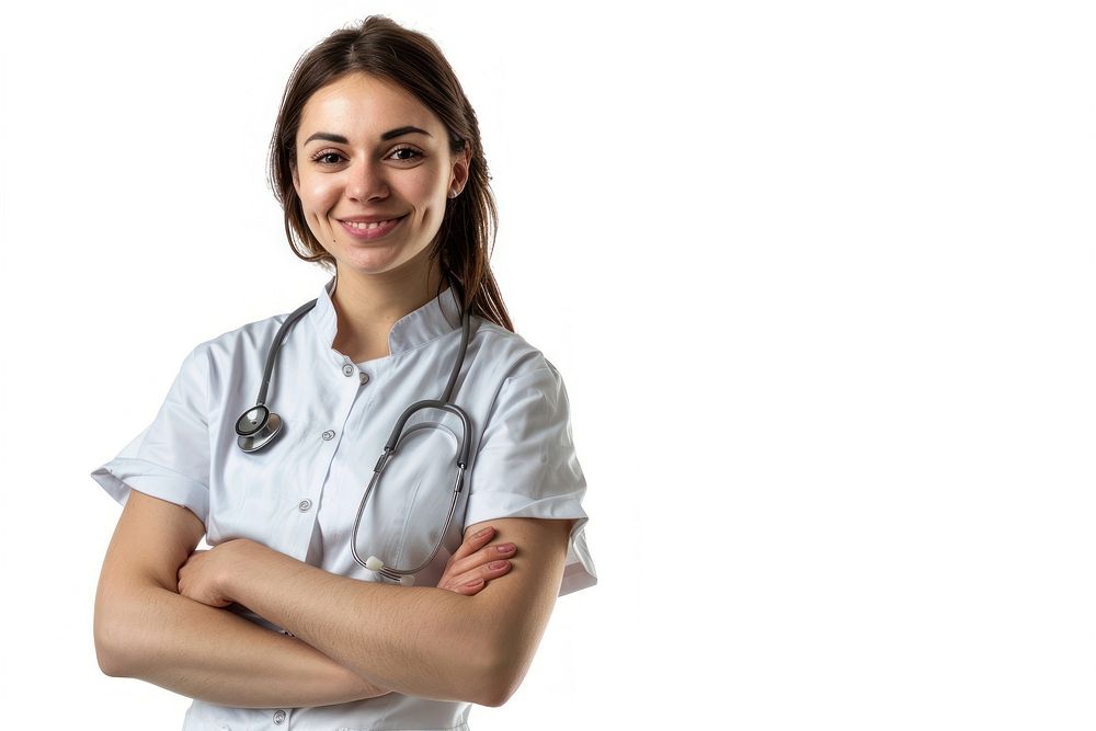 Nurse woman adult smile white background.