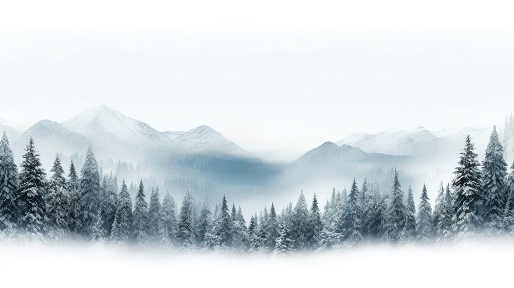 Forest snow landscape panoramic.