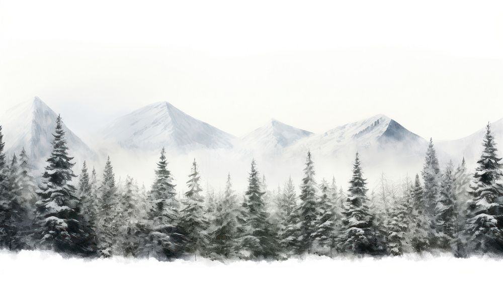 Mountain forest snow landscape.
