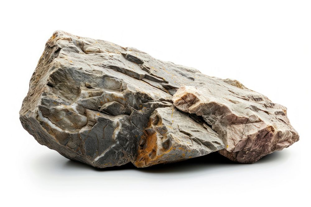 Rock mineral white background paleontology.