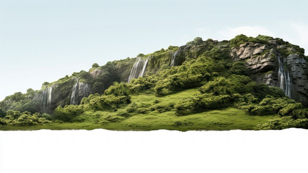 Waterfall grass vegetation landscape.