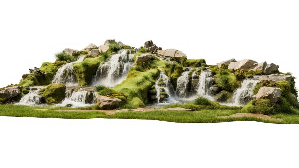 Waterfall grass landscape outdoors.