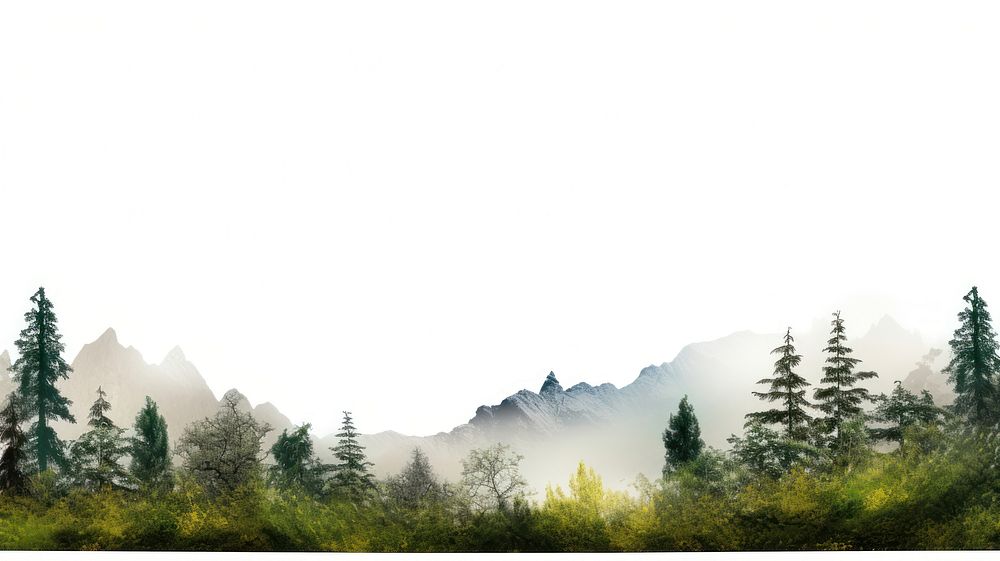 Trees mountains landscape border panoramic outdoors woodland.