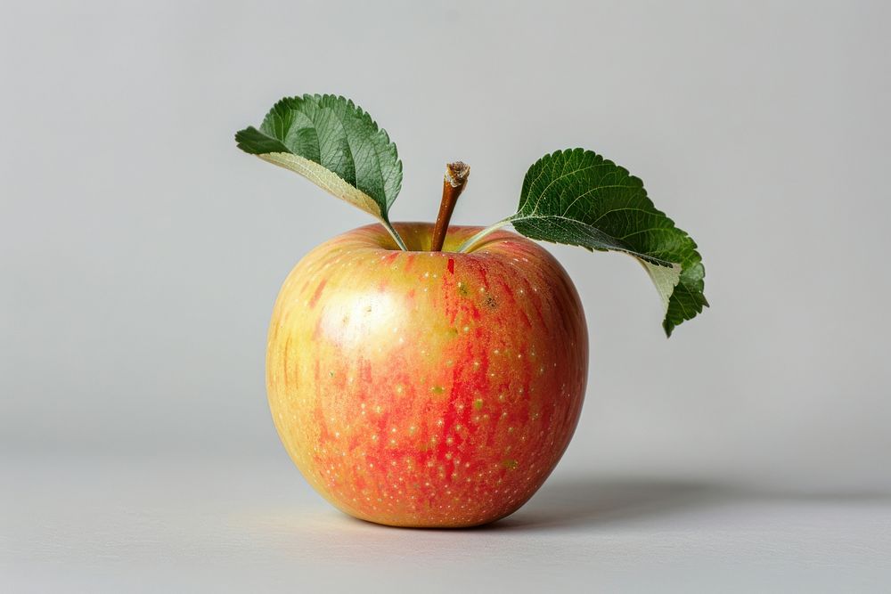 Ripe apple with leaf fruit plant food.