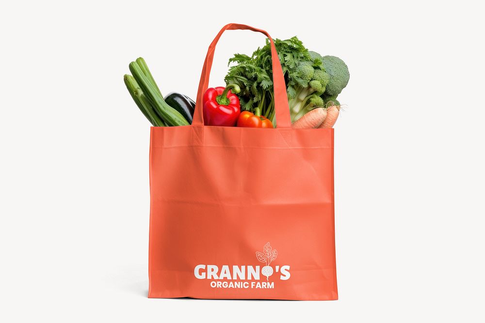 Grocery shopping tote bag mockup psd