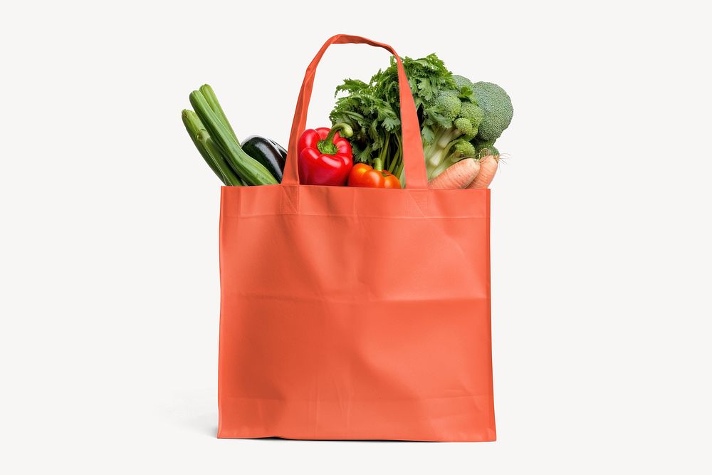 Orange grocery shopping tote bag