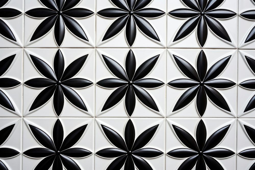 Tiles of black pattern backgrounds white architecture.