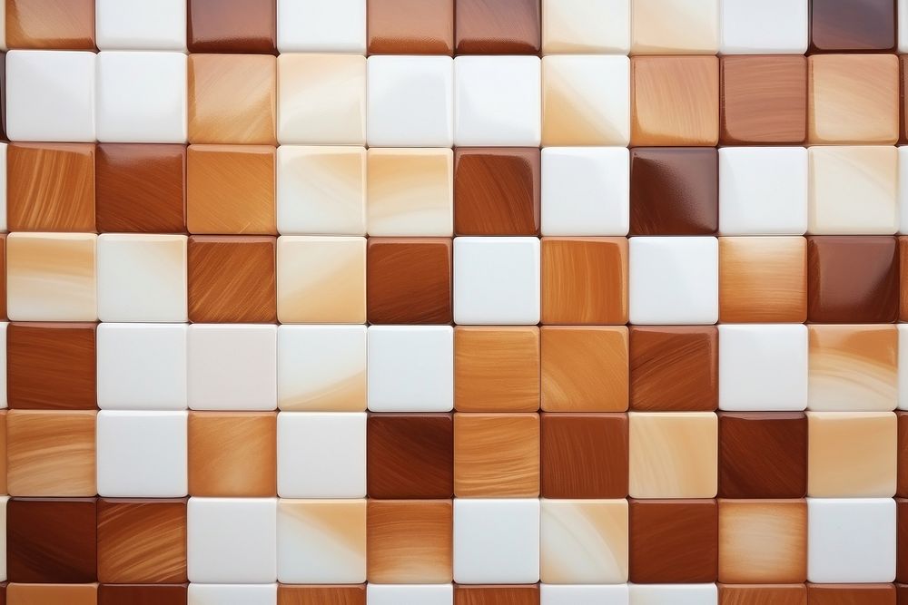 Tiles of brown pattern backgrounds floor white.