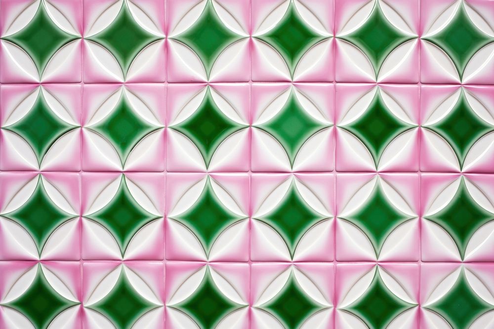 Tiles of green pink pattern backgrounds repetition creativity.