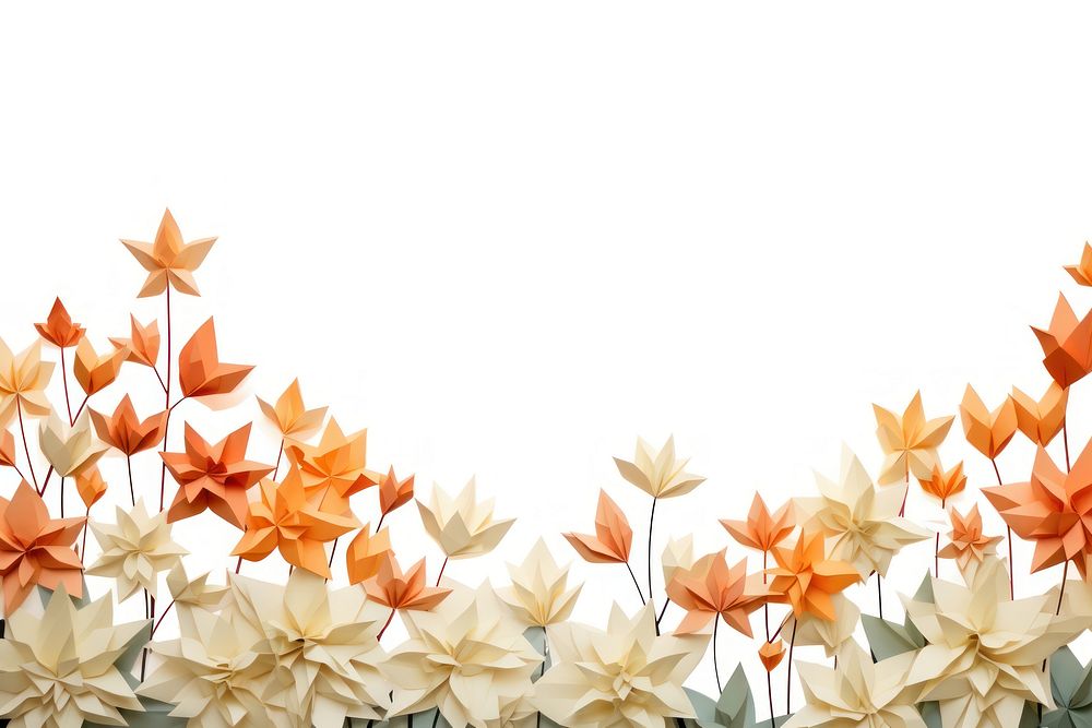 Warm tone flower bushes backgrounds pattern origami.