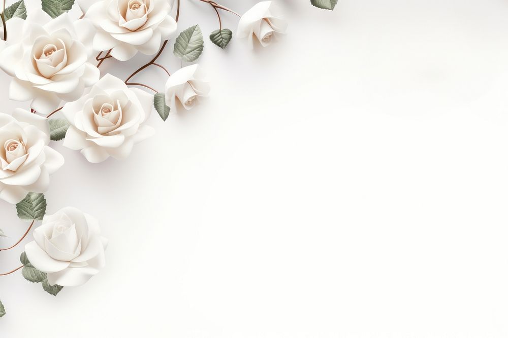 White rose floral border flower backgrounds petal.