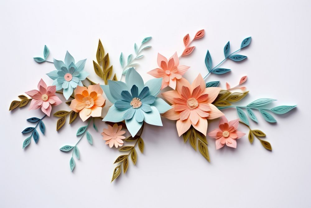 Winter flower floral border paper origami pattern.