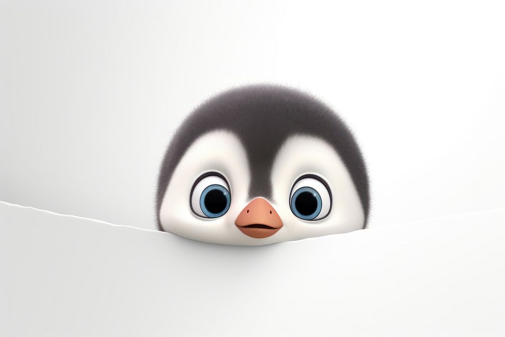 Penguin peeking animal cartoon bird.