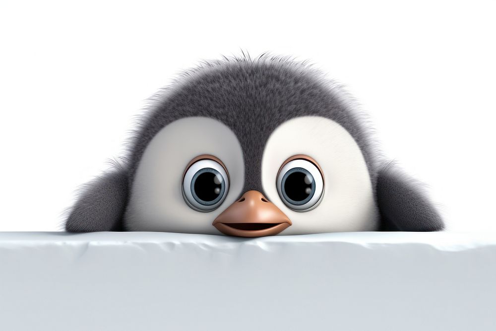 Penguin cartoon animal peeking.