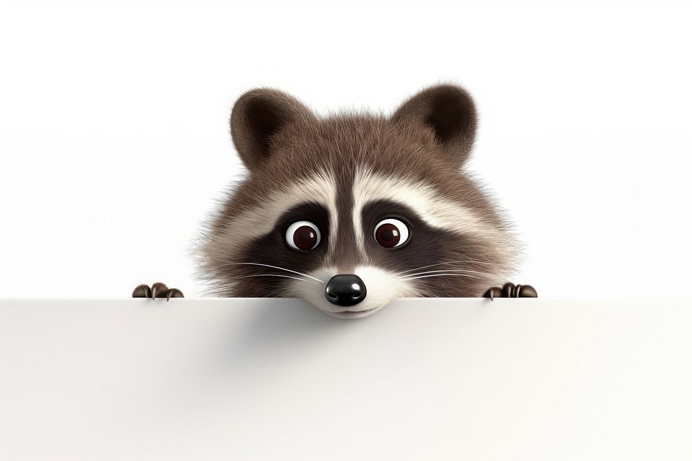Raccoon peeking animal cartoon mammal.