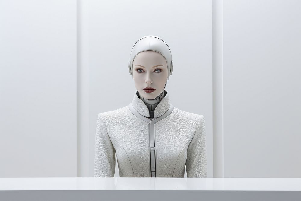 3d robot receptionist mannequin adult portrait.