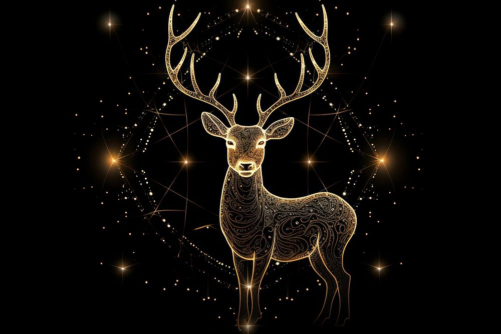 Constellation outline of deer constellation wildlife pattern.