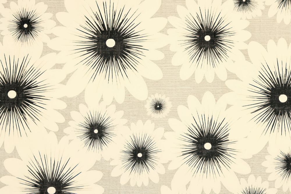 Silkscreen daisy pattern backgrounds textured art.