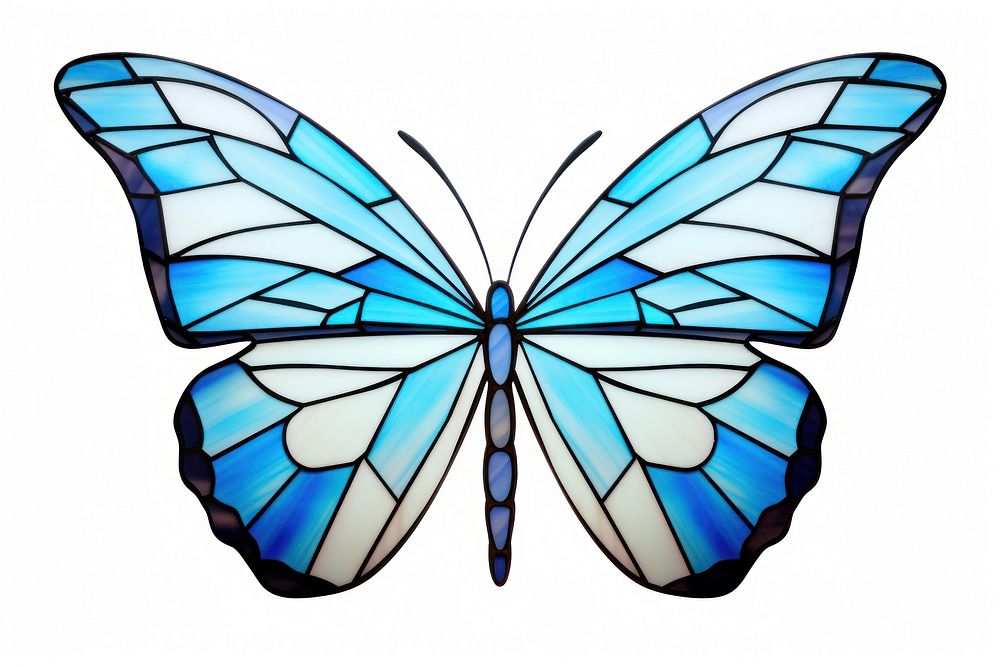 Mosaic tiles of butterfly insect nature white background.