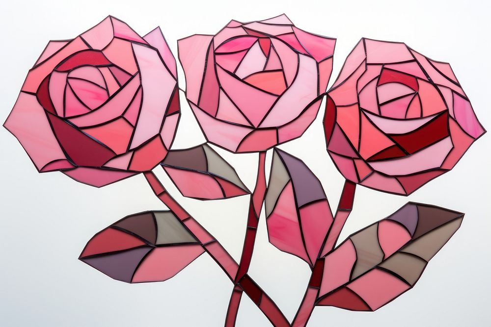 Mosaic tiles of rose origami flower nature.
