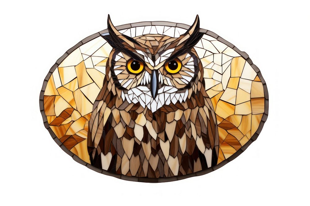 Mosaic tiles of owl animal nature shape.