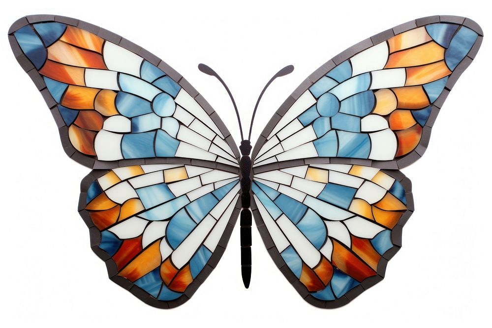 Mosaic tiles of butterfly animal insect nature.