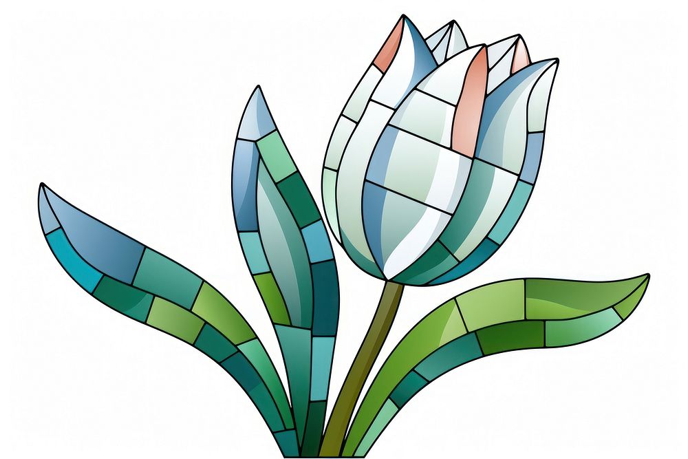 Mosaic tiles of tulip pattern nature glass.