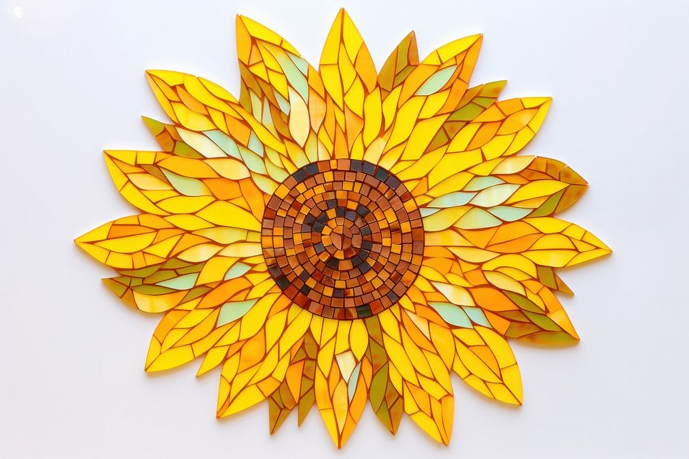 Mosaic tiles of sunflower nature shape plant.