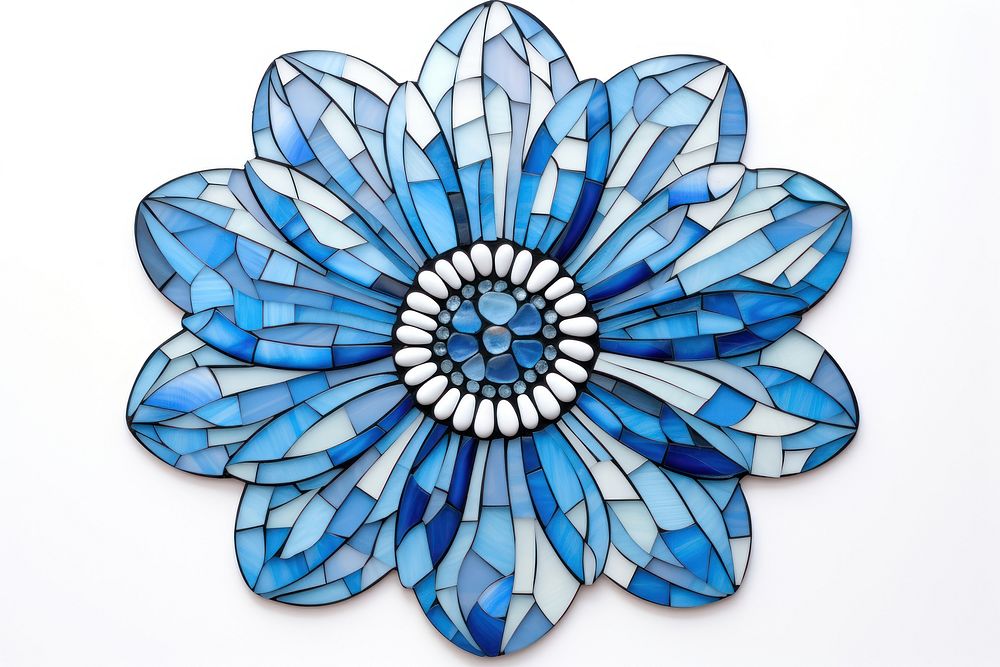 Mosaic tiles of blue flower jewelry shape glass.