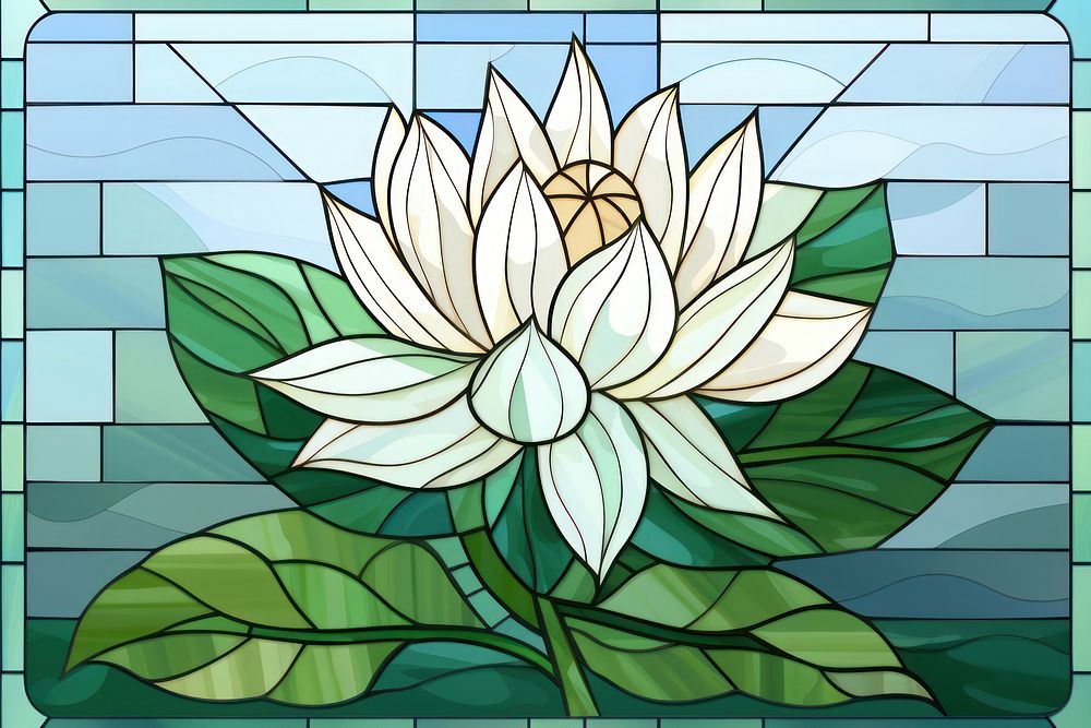 Mosaic tiles of lotus nature shape glass.