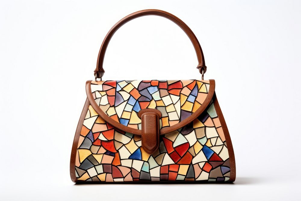 Mosaic tiles design of woman bag handbag purse art.