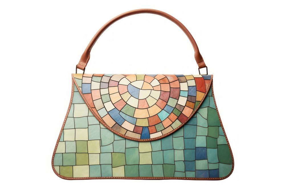 Mosaic tiles design of woman bag handbag purse shape.