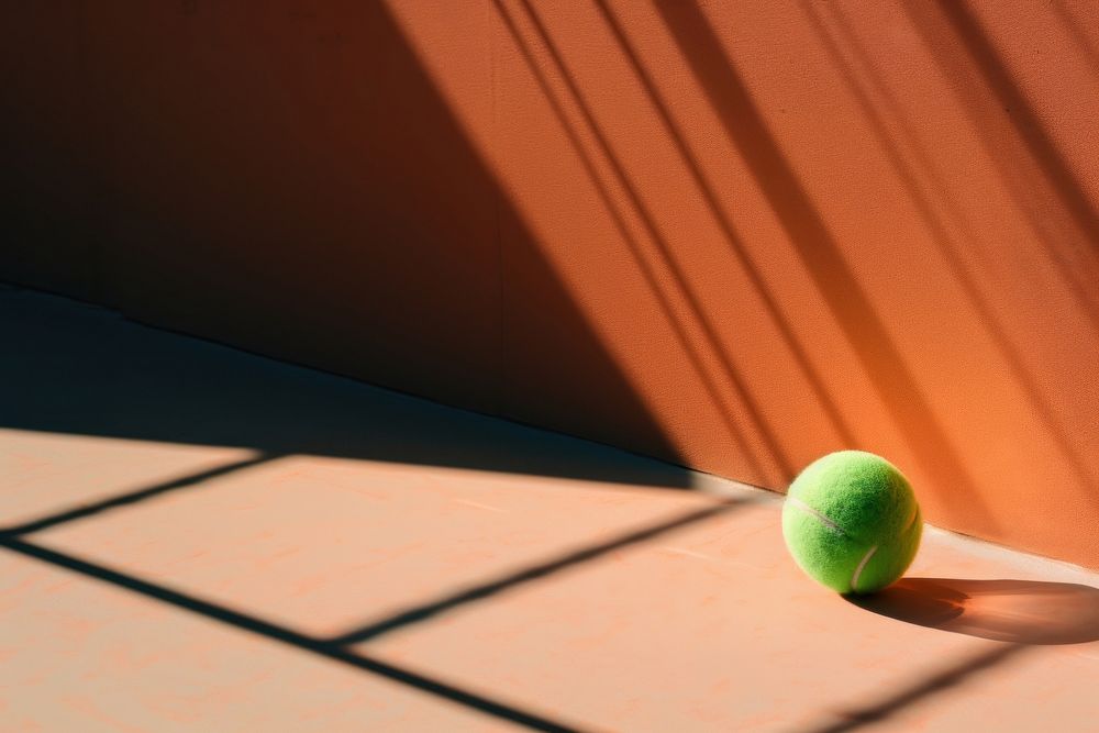 A tennis court racket sports ball.