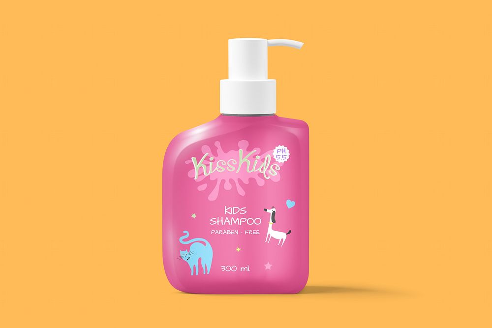 Pink kid's shampoo pump bottle