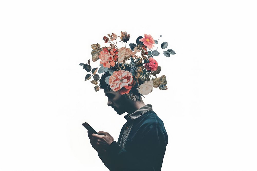 Person using phones flower person adult.