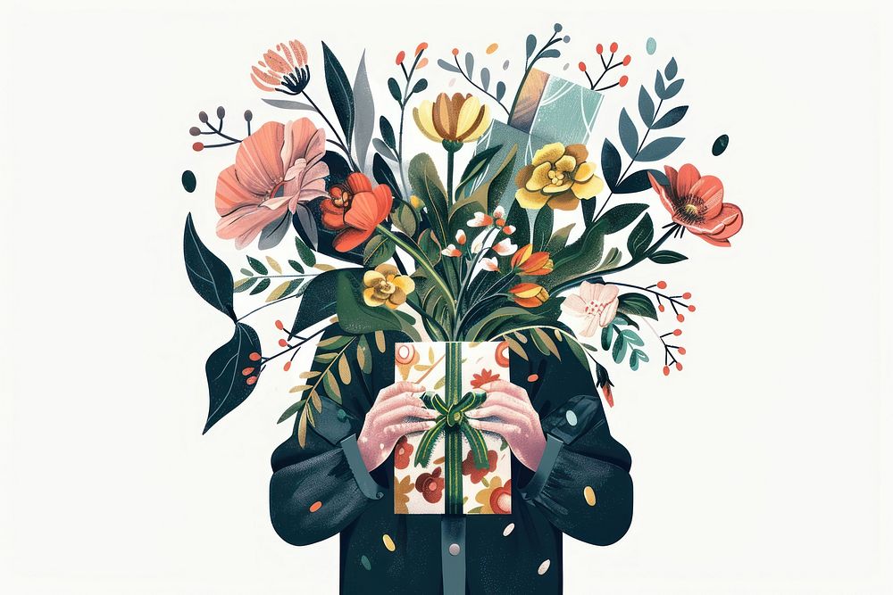 Person holding gifts flower painting pattern.